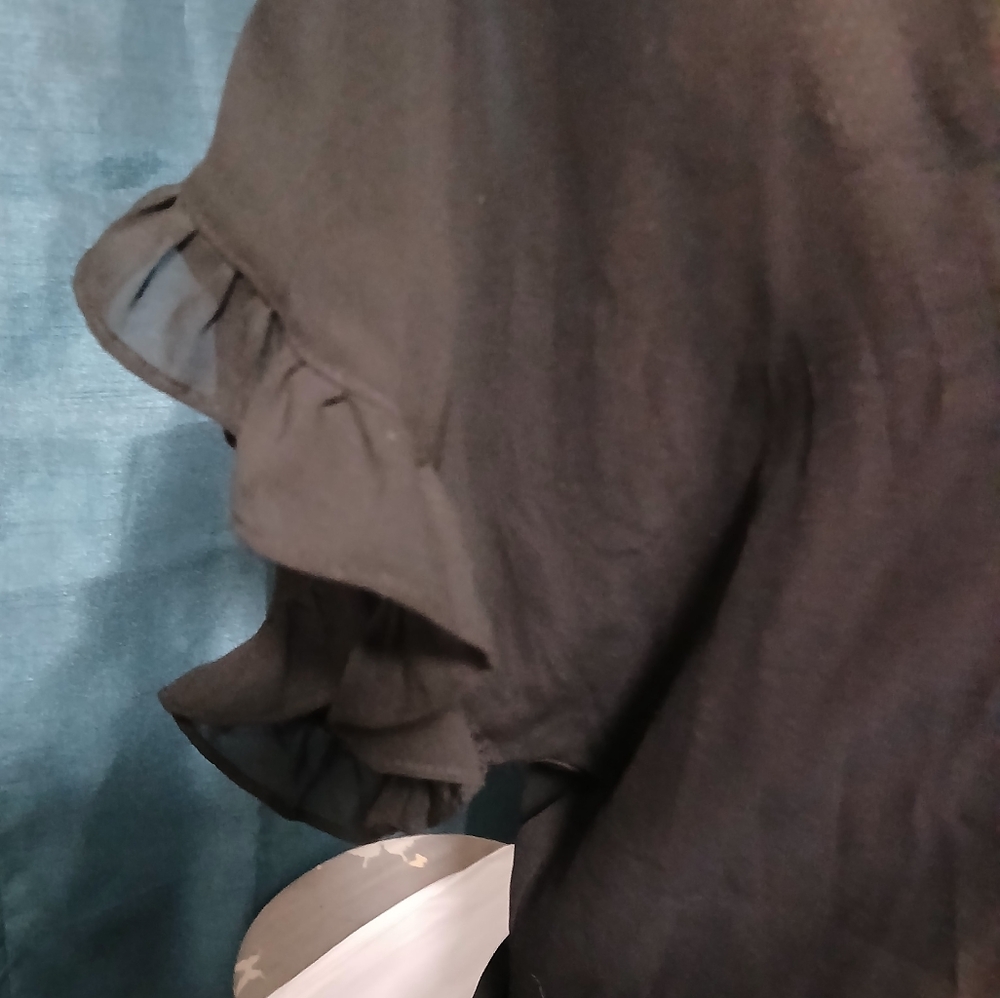 Black Sheer Ruffle Cardigan - Picture 2 of 3